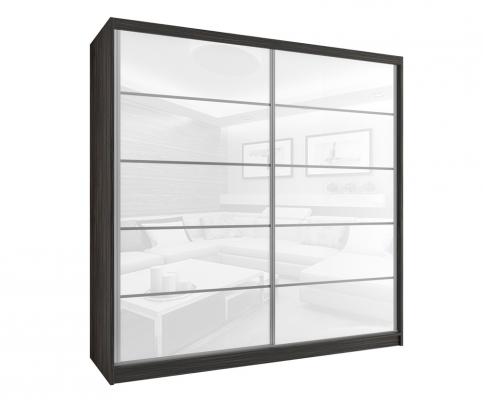 Velká šatní skříň RUBY 133 cm s posuvnými dveřmi KRÁLOVSKÝ EBEN/BÍLÁ